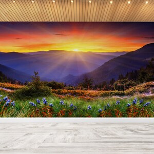 Wallpaper Art, Patterns And How To, Wall Decoration, Gift Wallpaper, Mountain Landscape Wall Decals, Sunrise Landscape Wall Decor,