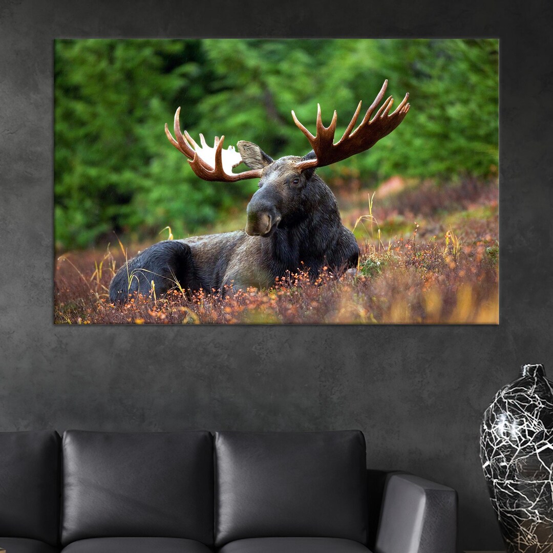 Rustic Cabin Decor For Walls Reference: Rustic Moose Canvas Wall Art Cabin Lodge Or Hunting Room