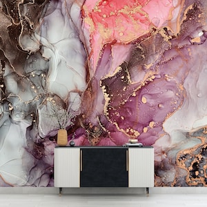 Stick On Wallpaper Art Deco, Wallpaper Border, Paper Cutting Art, Gift Wallpaper, Pink And Gray Marble Wall Art, Luxury Marble Wall Print,