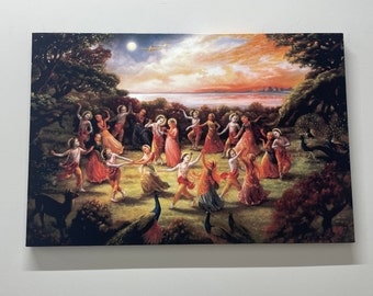 Radha Krishna Dance Canvas Art: Hindu Indian Wall Decor