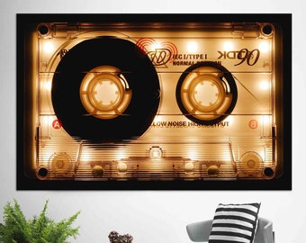 Audio Cassette Tempered Glass Wall Art: Modern Music Decor