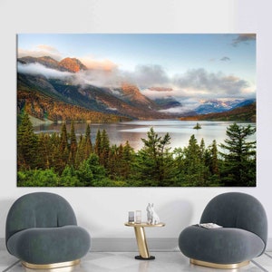 Mountain Lake Canvas Art, Scenic Landscape Wall Decor, Tranquil Nature View Print for Home, View Canvas, Living Room Wall Art, 3D Canvas,