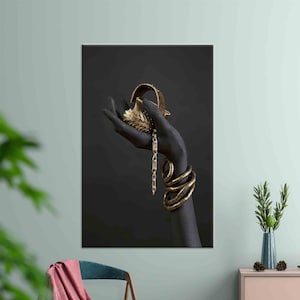African Woman Gold Bracelet Canvas Art - Fashion Wall Decor