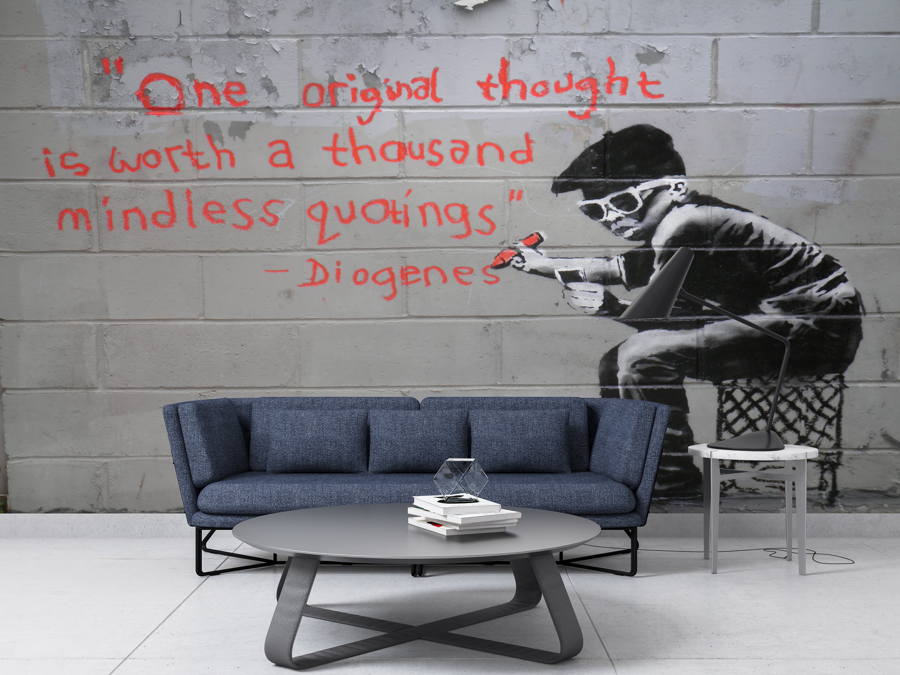 バンクシーのグラフィティ壁紙壁画：独創的な発想、剥がして貼るだけの