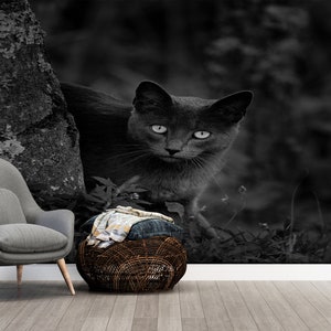 3D Papercraft, Wallpaper Peel And Stick, Decals For Walls, Gift For Him, Black Cat Wall Stickers, Cat Lover Gift Wall Art, Animal Wallpaper,