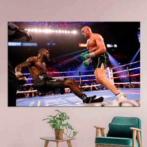 Boxing Wall Decoration, Deontay Wilder and Tyson Fury Art, Tyson Fury Printed, Motivational Wall Hanging, Gifts Tempered Glass, Large Canvas