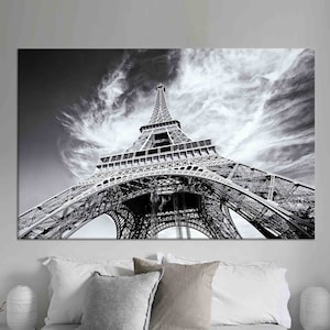 Eiffel Tower Canvas Wall Art: Paris Landscape, Glass Decor WRAPPED CANVAS