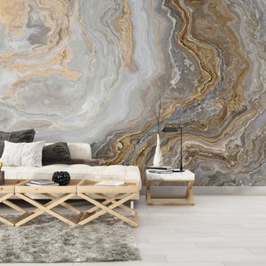 Beige and Brown Marble Wallpaper: 3D Modern Wall Art