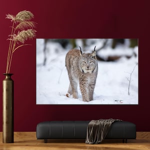 Lynx Wolf Cat Glass Art Wall Decor, Bedroom Decor, Cat Wall Decor, Winter Wall Decor, Animal Art Wall Decor, Mural Art,