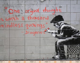 バンクシーのグラフィティ壁紙壁画：独創的な発想、剥がして貼るだけの