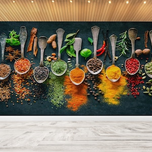 Carta da parati da cucina, Arte da parete in carta 3D, Artigianato con la carta, Regalo per lui, Arte con carta da cucina per spezie, Decorazione da parete per sala da pranzo, Carta da parati moderna,