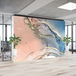 Do It Yourself, Patterns And How To, Decals For Walls, Gift For Him, Blue Pink Marble Digital Paper, Luxury Marble Wallpaper, 3D Wall Print,