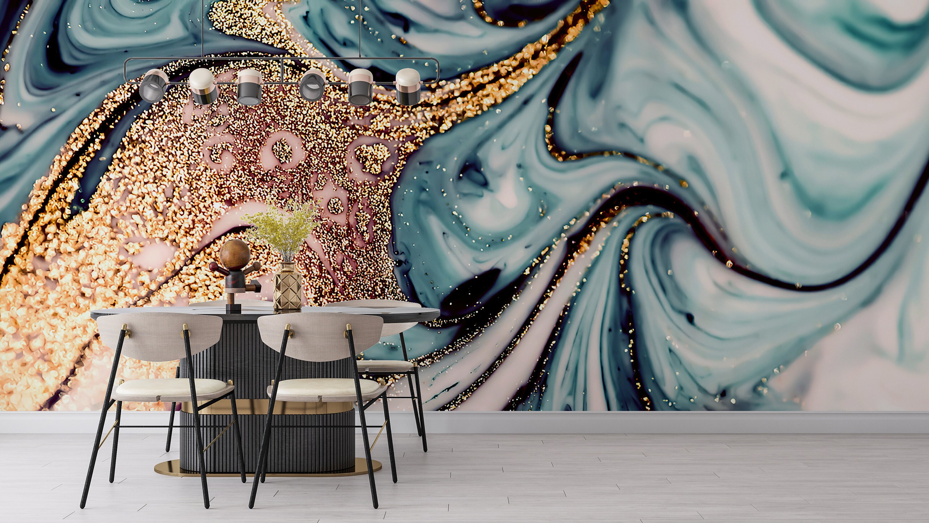 Blue and Gold Marble Wallpaper Mural: Peel and Stick Wall Decal - Etsy