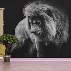 Selbstklebendes Papier, Tapete abziehen und aufkleben, Geschenk für Ihn, Wandposter, Löwe Papier Handwerk, Tier Tapete, 3D Löwe Tapete, Wand Dekor