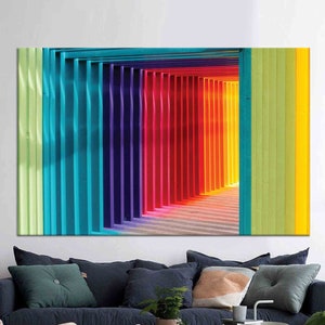 Colorful Canvas Wall Art Prints, Hypnotic 3D Canvas, Colorful 3d Effect Print, Gift for Him, Personalized Gift, Room Decor, Bridesmaid Gifts