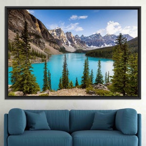 Moraine Lake Canvas Art: Canada Landscape Wall Decor BLACK FRAMED CANVAS