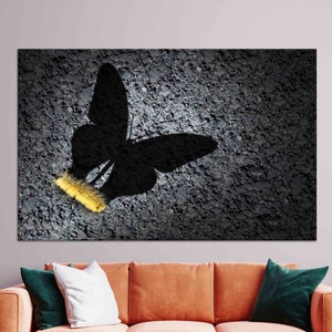 Butterfly Shadow Canvas Art: Caterpillar Metamorphosis Wall Decor
