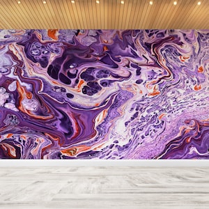 Removable Wall Paper, 3D Paper Wall Art, Wallpaper Patent, Housewarming Gift, Purple Alcohol Ink Art Paper, 3D Abstract Marble Wallpaper,