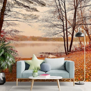 Wallpaper Border, Papercraft 3D, 3D Wallpaper, Gift, Lake Landscape Wall Poster, View Wall Painting, Bright Wall Paper, Landscape Wallpaper,