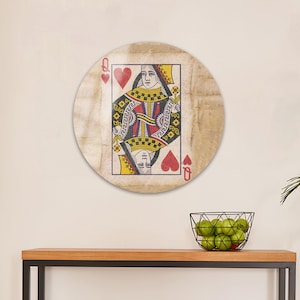 Modern Canvas Gift, Playing Card Canvas Gift, Bohemian Canvas Gift, Queen Art Glass, Wall Hanging, Boho Wall Decor Wall Art Decor,