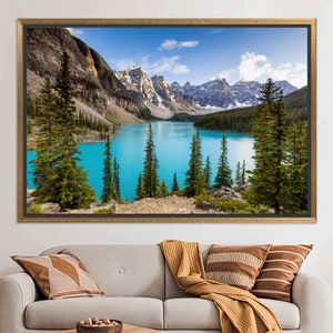 Moraine Lake Canvas Art: Canada Landscape Wall Decor GOLD FRAMED CANVAS