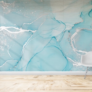 Do It Yourself, Wall Art Decor, Stylish 3D Wallpaper, Gift Wallpaper,  Wall Decals, Turquoise Marble Wall Decor, Marble Wall Stickers,