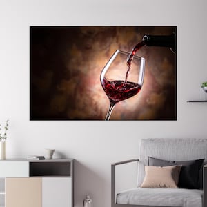Bridesmaid Gift, Red Wine Painted Glass, Bar Glass Printing, Modern Art Wall Decor, Kitchen Canvas Poster, Baby Gift Personalized,