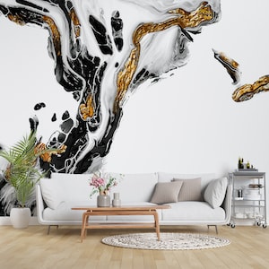 3D Wanddeko, selbstklebendes Papier, selbstklebendes Papier, handgemachtes Geschenk, schwarz und gold Marmor Wandbild, schimmernde Wandaufkleber,