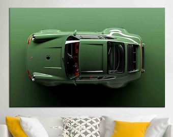 3D Canvas, Wall Art, 3d Effect Car Print, Sport Car Printed, Christmas Gifts, Green Car Art, Canvas, Boys Room Decor, Office Wall Art,