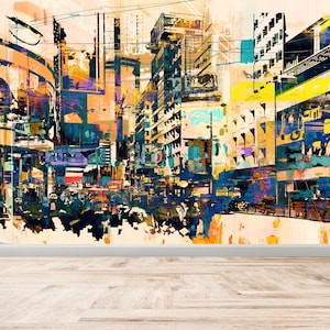 Personalized Cityscape Wallpaper: Modern Peel and Stick Wall Mural