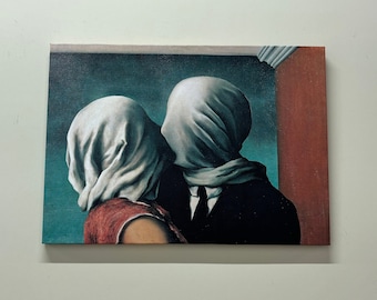 Housewarming Gift, Lovers Art Canvas, Boho Wall Decor, Wall Art, Rene Magritte The Lovers, Valentine Gift, Gift for Him, Personalized Gift,