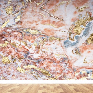 Gold Marble Wallpaper Mural: Soft Tones, Peel and Stick