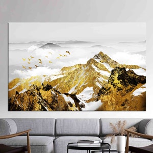Golden Mountain Canvas Print: Large Landscape Wall Art