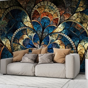 Fractal Wallpaper Mural: Peel and Stick, Psychedelic Pattern