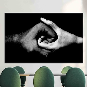 Yin Yang Hands Canvas Art: Black and White 3D Wall Decor
