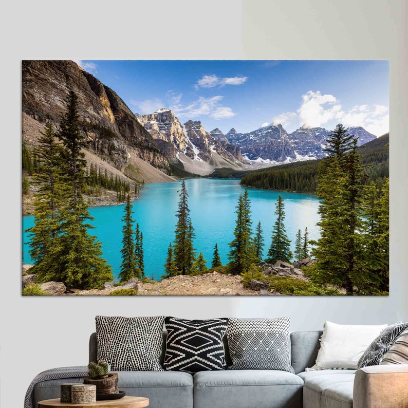 Moraine Lake Canvas Art: Canada Landscape Wall Decor WRAPPED CANVAS