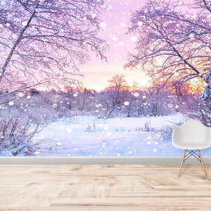 Kontakt Papier, moderne Tapete, 3D Druck Kunst, Geschenk für Zuhause, Schnee Landschaft Wandkunst, Natur Landschaft Wandbild, 3D Origami,