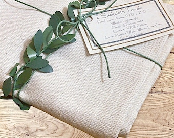 2 Kitchen Flour Sackcloths 100% Cotton India Muslin Fabric~Towels are 22.5x22.5