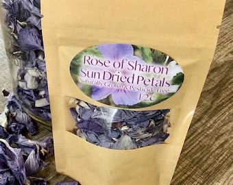 Sun Dried Rose of Sharon Petals: Natural Herb for Tea & Crafts (1/2 Cup)