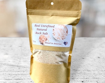 Real Unrefined Ancient Sea Salt: Pink Mineral, Mined in USA (1lb 4oz)