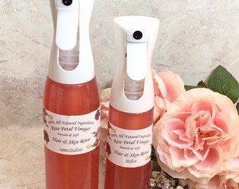 Enjuague para el cabello y la piel con vinagre de agua de rosas, tónico, hidratante, botella con pulverizador continuo