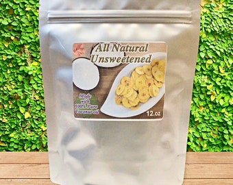 Unsweetened All Natural Banana Chips Made With Pure Coconut Oil 12.oz Mylar Bag