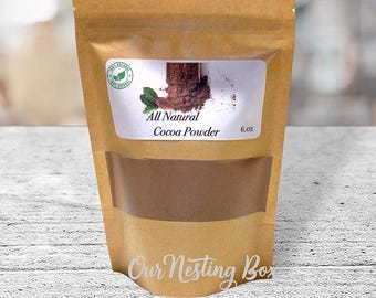Cacao crudo en polvo / Totalmente natural sin azúcar, bolsa de 6 oz