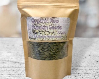 Semillas de Calabaza Orgánicas, Pepitas ~ Granos Crudos ~ Sin OGM ~ 12.oz