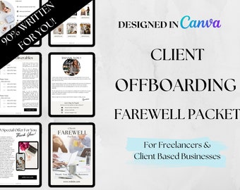 Pacote de modelos de desligamento de clientes: ferramentas para freelancers e assistentes virtuais (Canva)