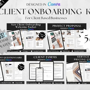 Client Onboarding Business Tool Starter Kit 5in1 Bundle, Business Coach Guide, Template for Virtual Assistant, Bookkeeper Portfolio Package