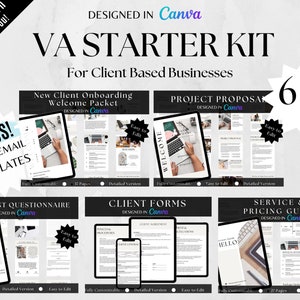 Virtual Assistant Starter Kit 6in1 Bundle, Templates for Virtual Assistant, Client Onboarding, Business Coach Tools, Bookkeeper, Freelancer
