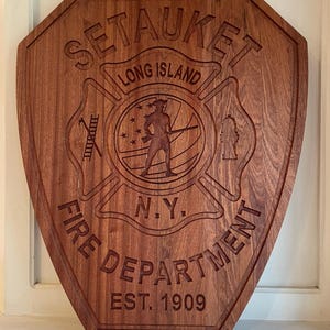 Custom Wood Firefighter Patch Logo Plaque