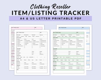 Reseller Listing Template Reseller Tracker Printable Reseller Inventory Tracker Measurement Tracker Reselling Listing Log Listing Form