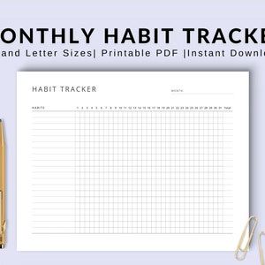 Habit Tracker Printable Habit Tracker PDF Habit Tracker Daily Habit Monthly Habit Tracker Routine Planner Selfcare Planner Printable PDF